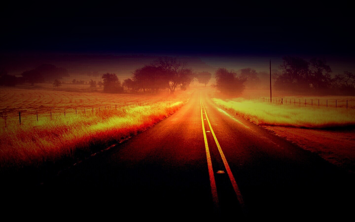 Туманная дорога обои