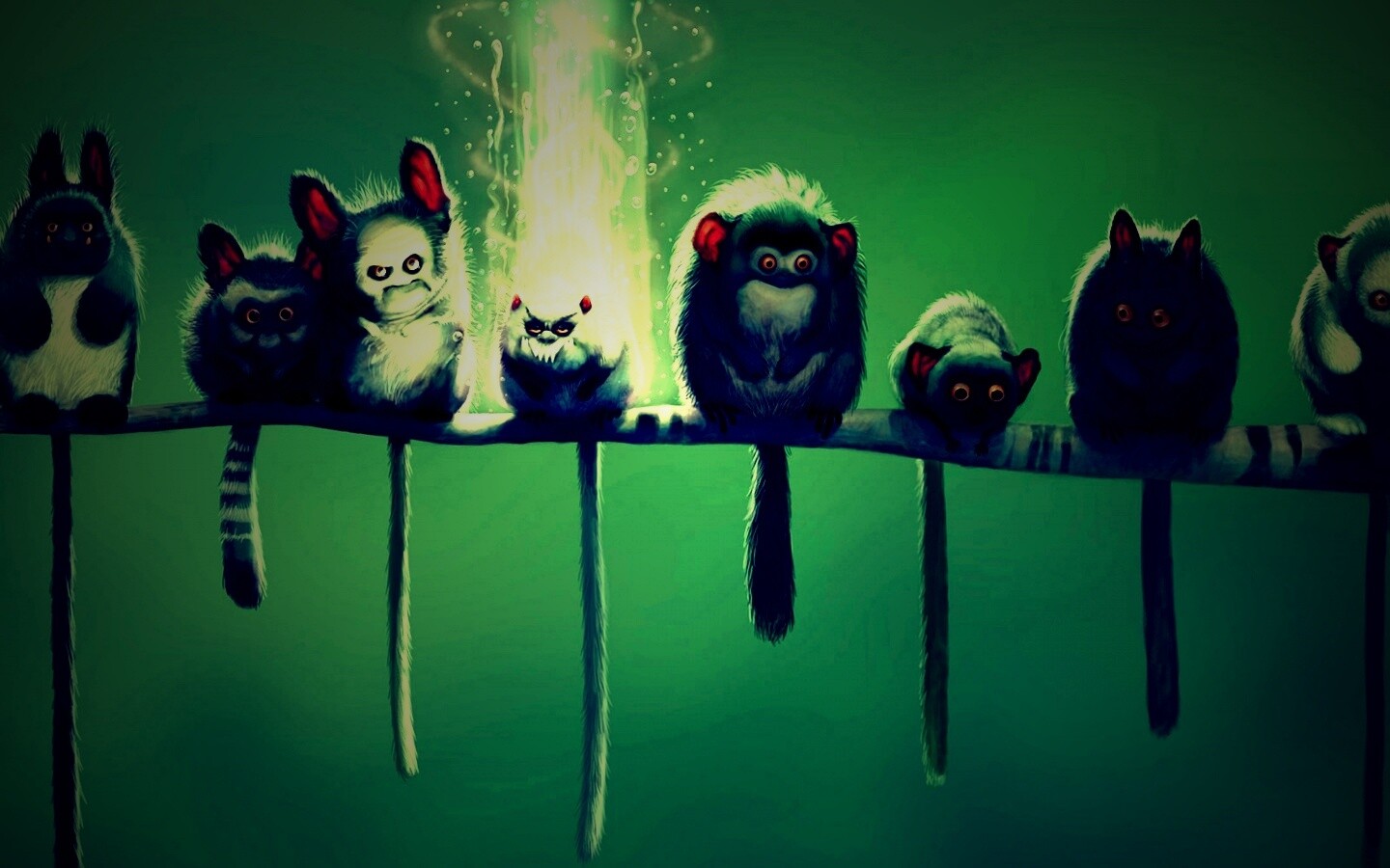 Существа на ветке обои