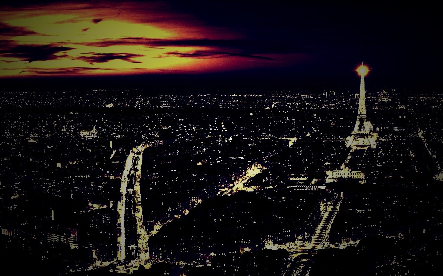 Ночной париж обои