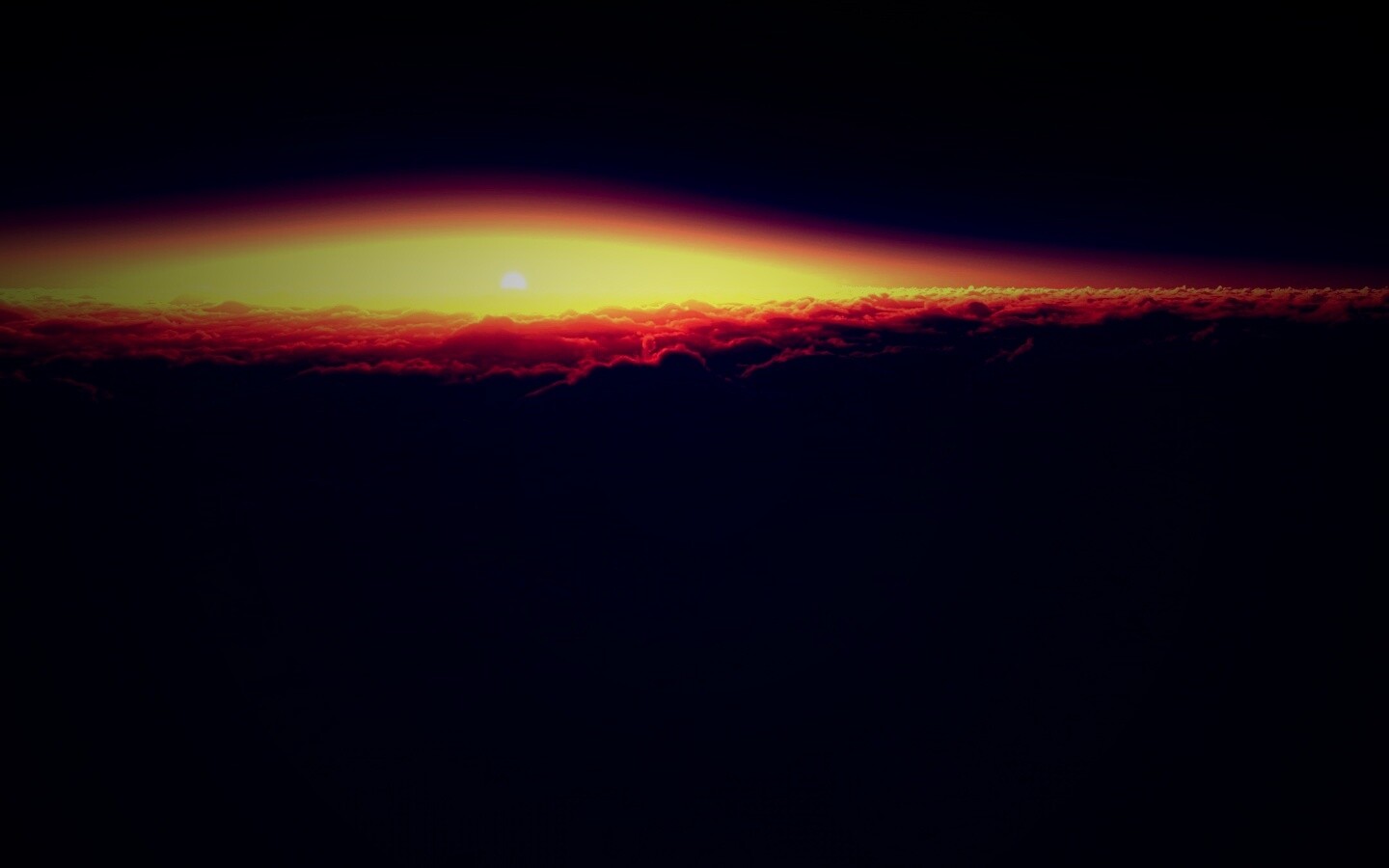 Закат над облаками обои