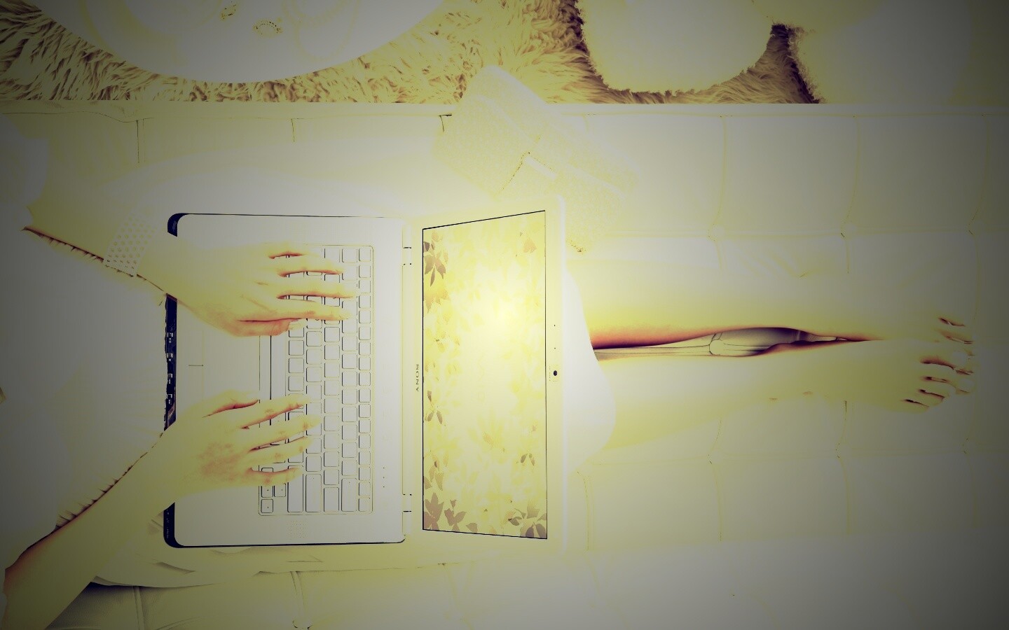 Девушка с ноутбуком vaio обои