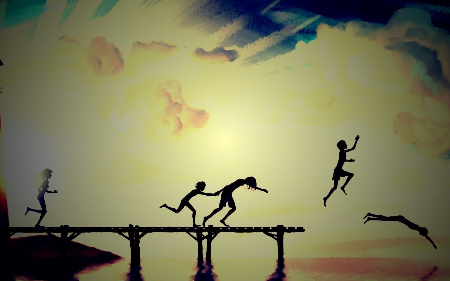 Прыжки с причала обои