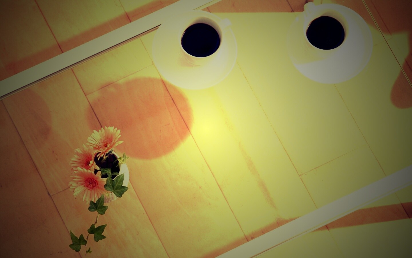 Кофе и цветы обои