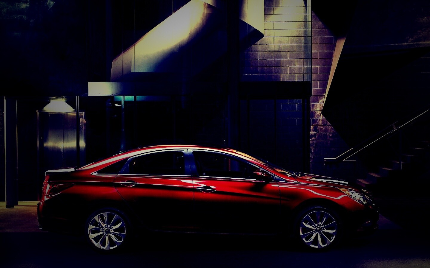 Красный хёндай солярис обои