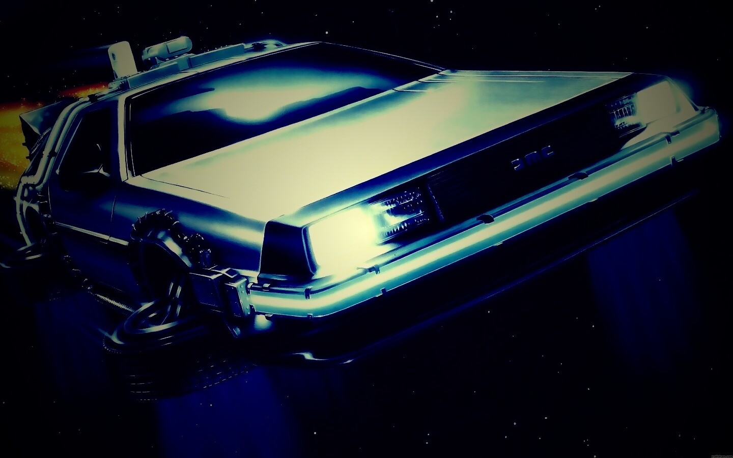 Летающий Делореан обои