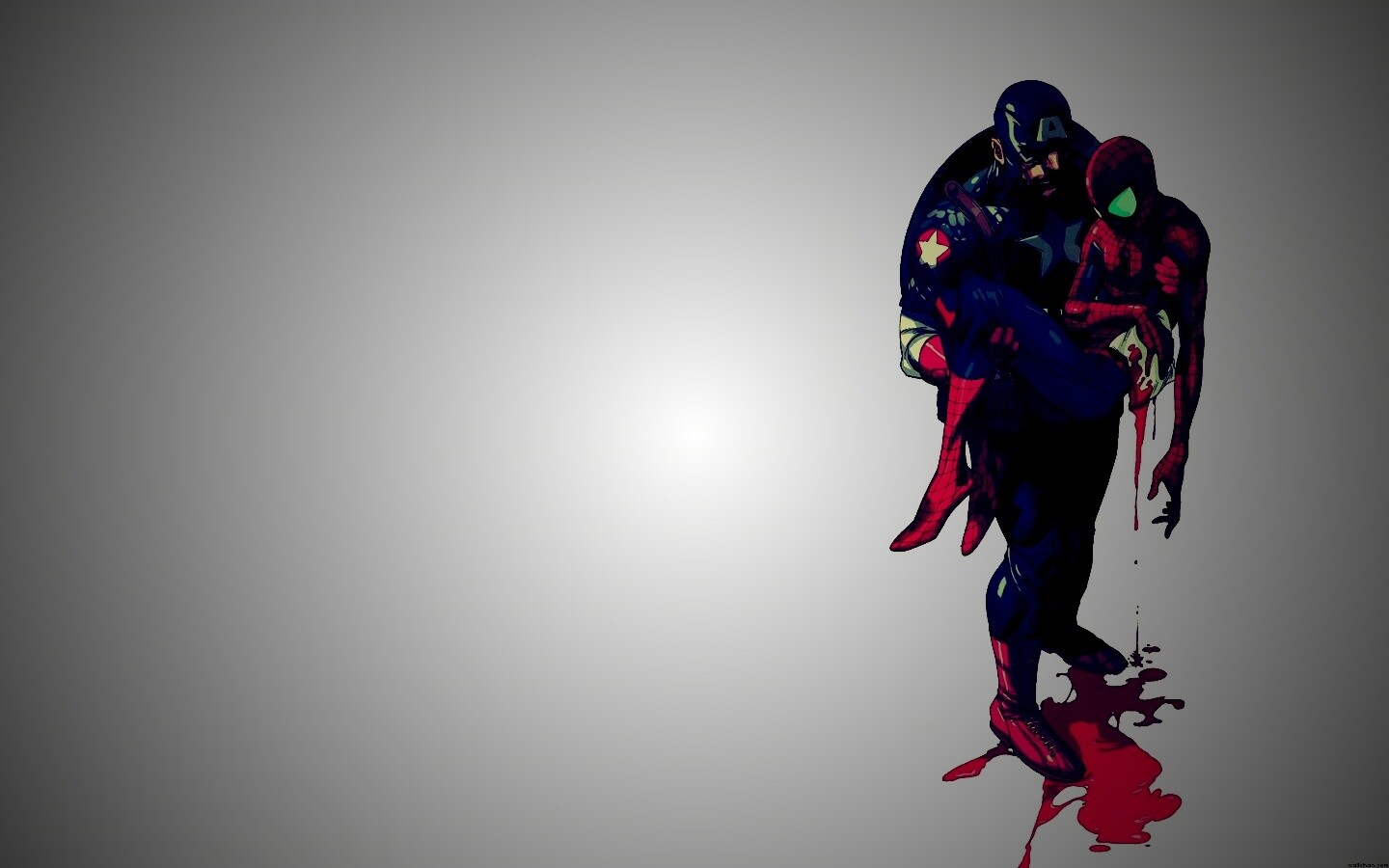 Капитан Америка и раненный Человек-паук обои