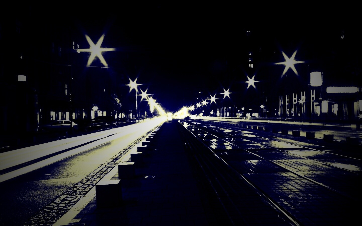 Мгновение на улице ночного города обои