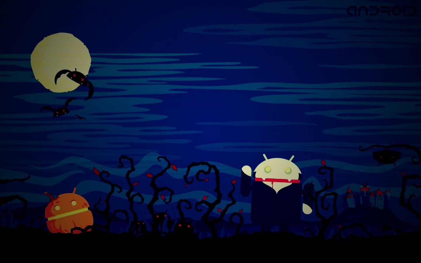 Хэллоуин в стиле Google Android обои