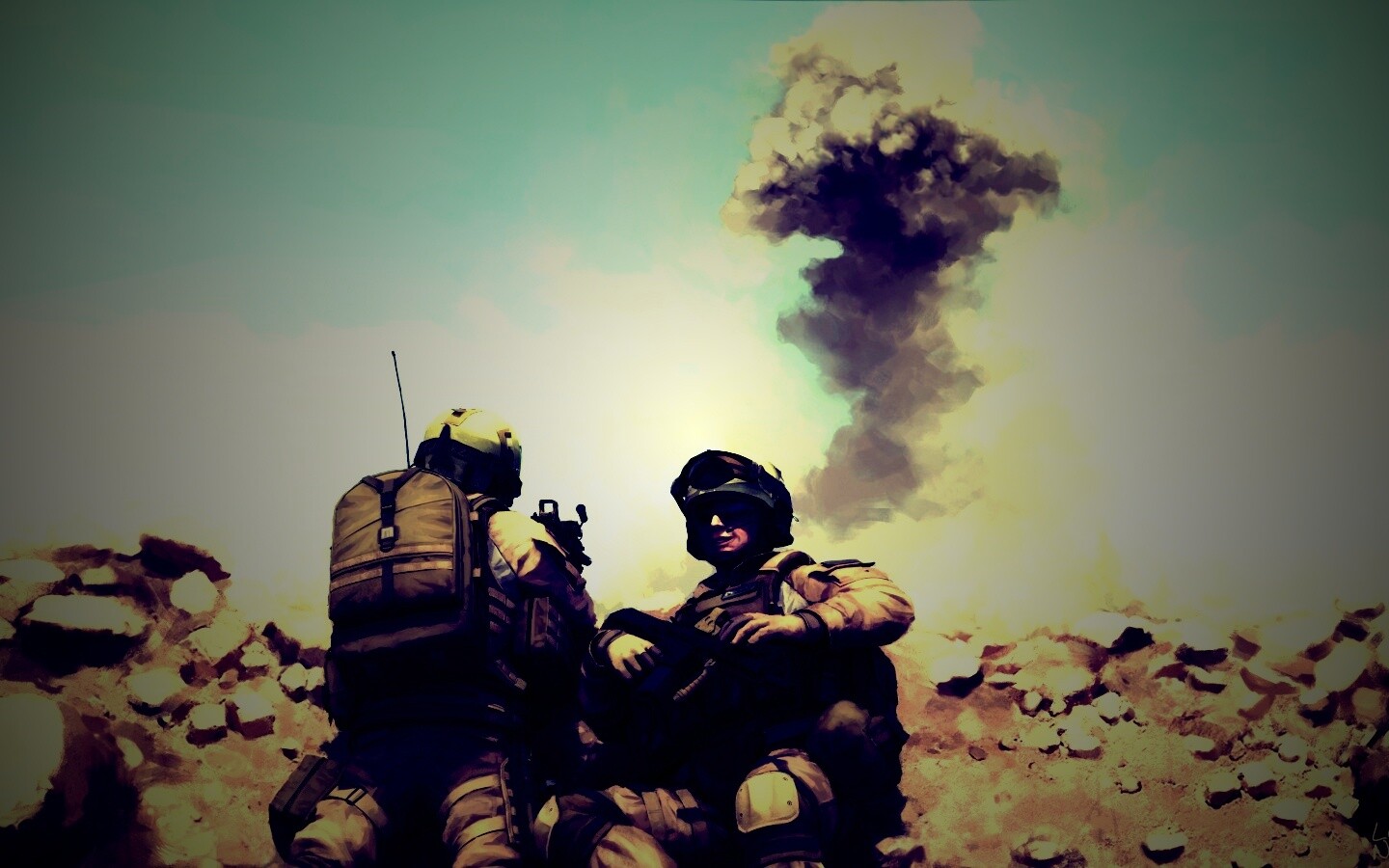 Солдаты в пустыне обои