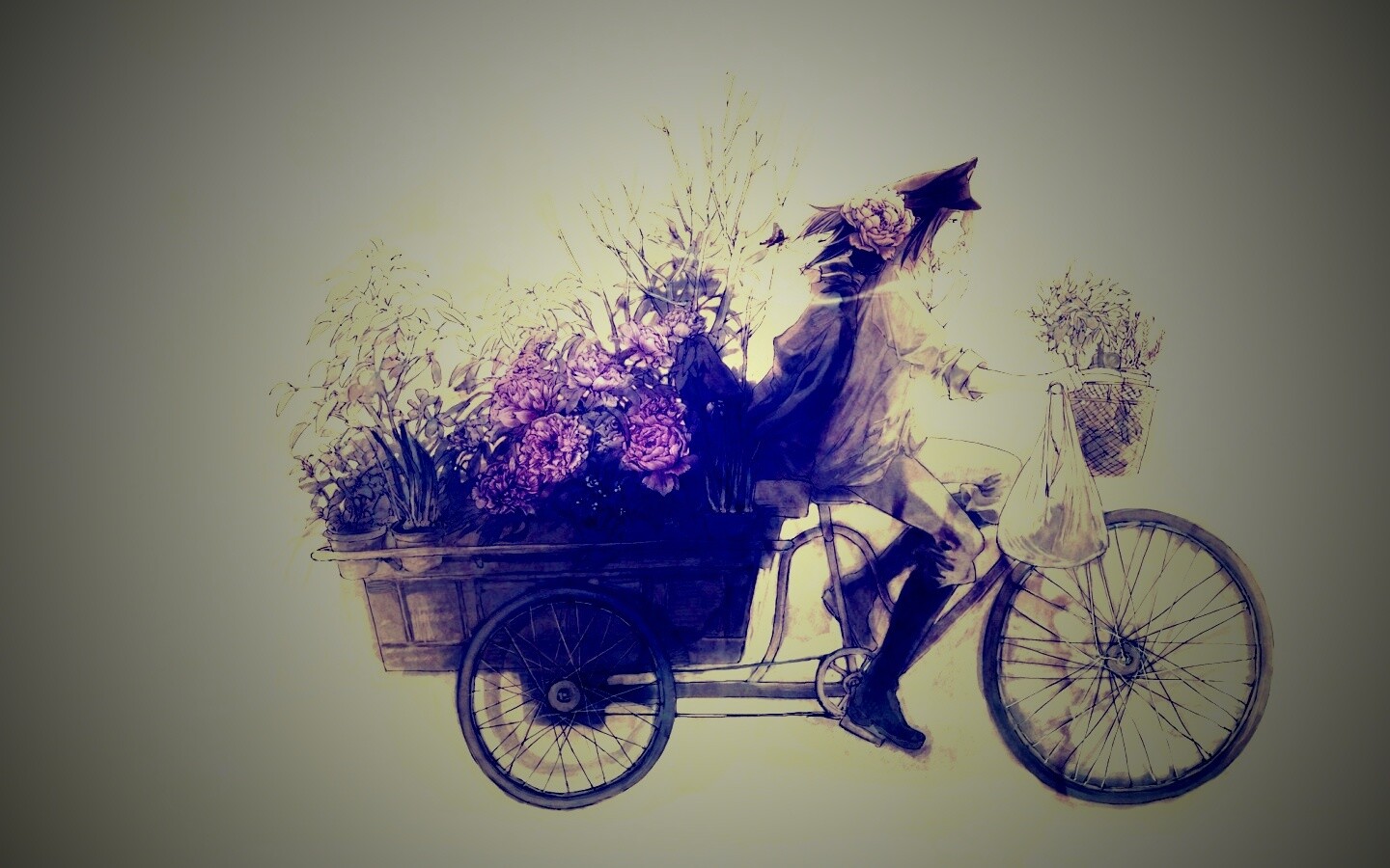 Развозчик цветов в пастельных тонах обои