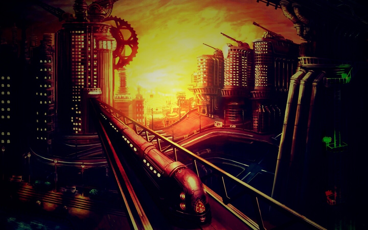 Город из мира стимпанк обои