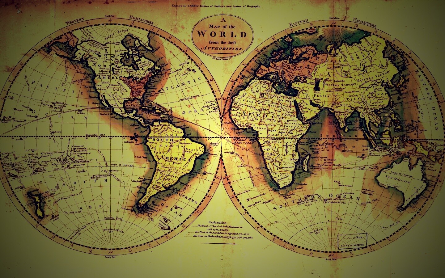 Старинная карта мира обои