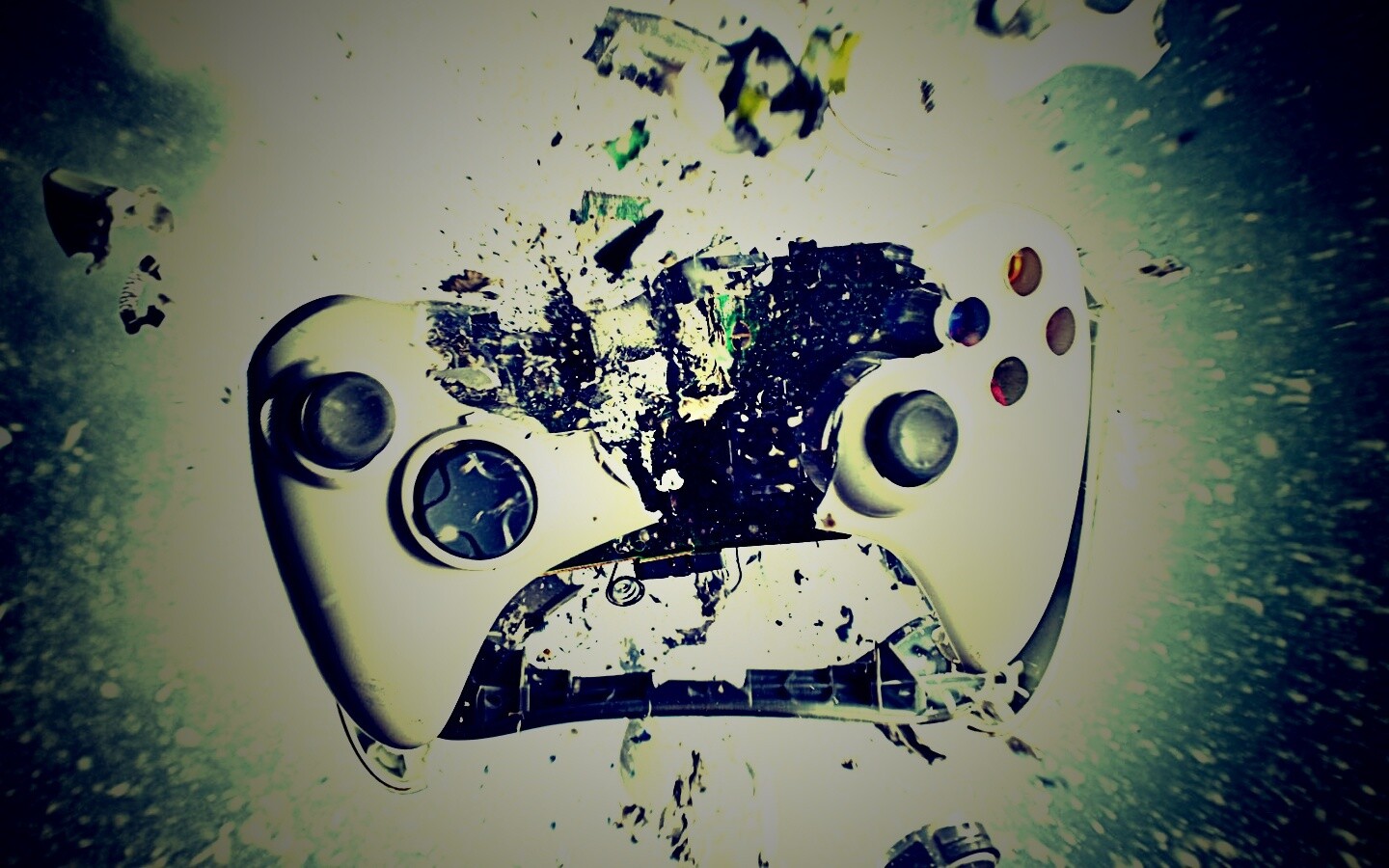 Взрывающийся белый контроллер xbox обои
