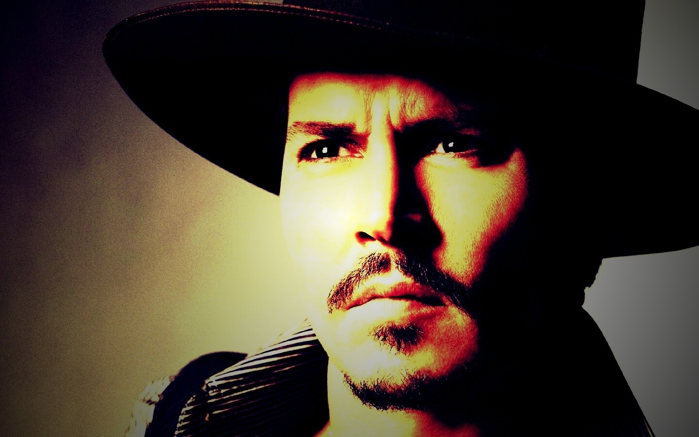 Актер Джонни Депп в широкополой шляпе обои