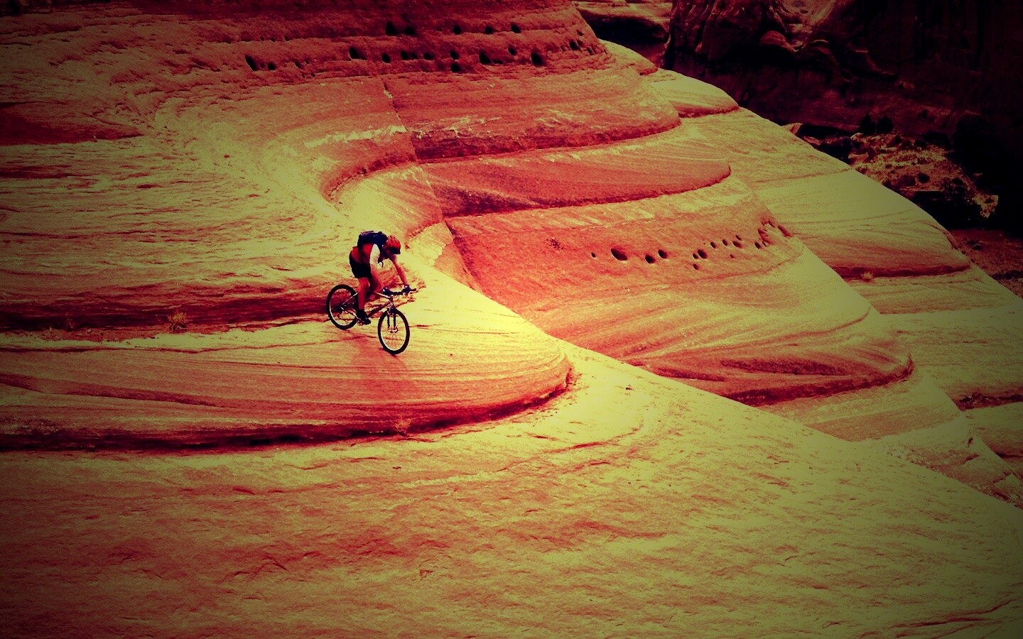 Опасный спуск на велосипеде обои