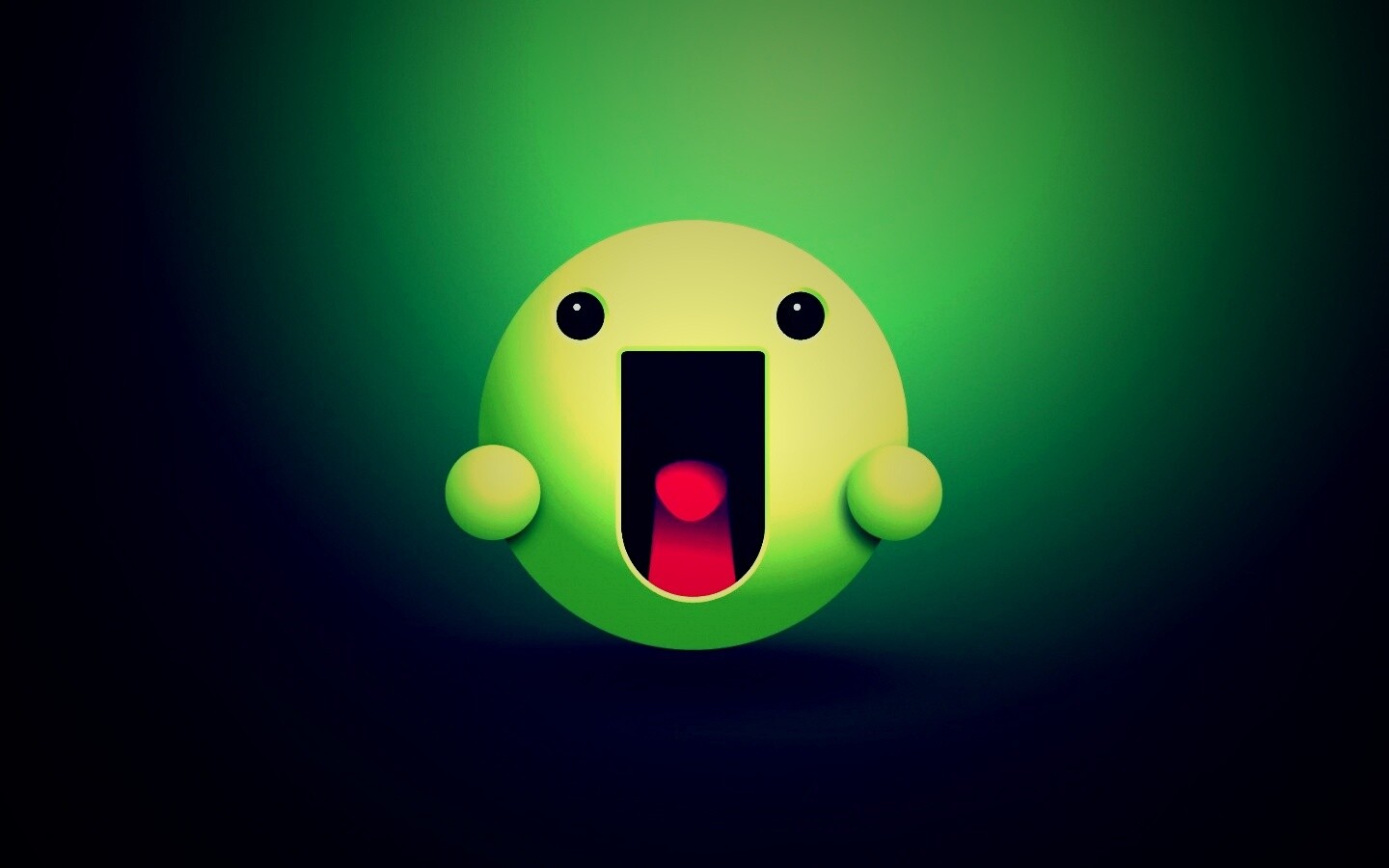 Веселый зеленый смайлик обои