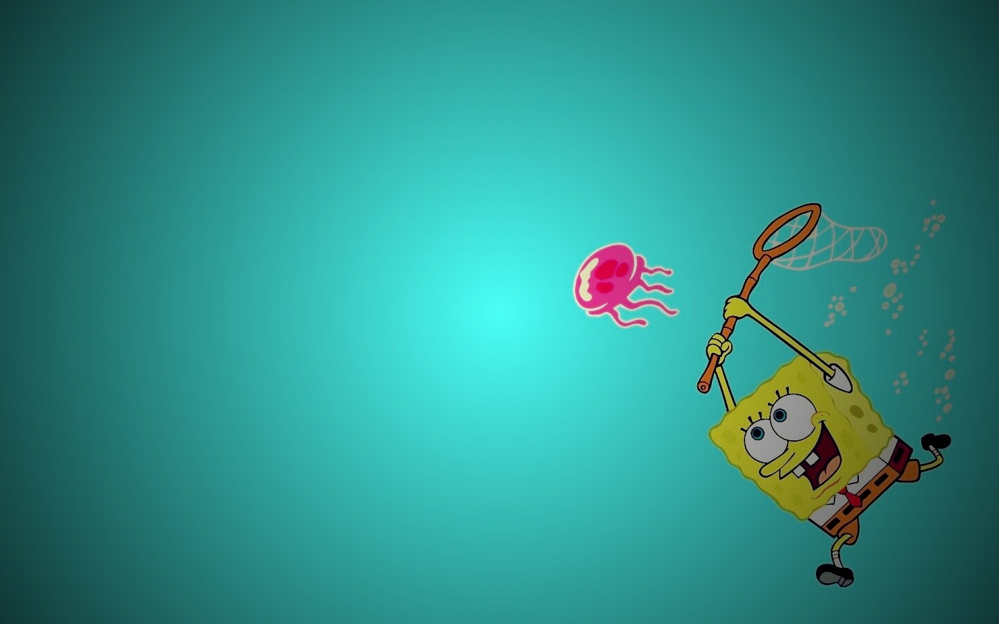 Губка Боб гонится за медузой обои