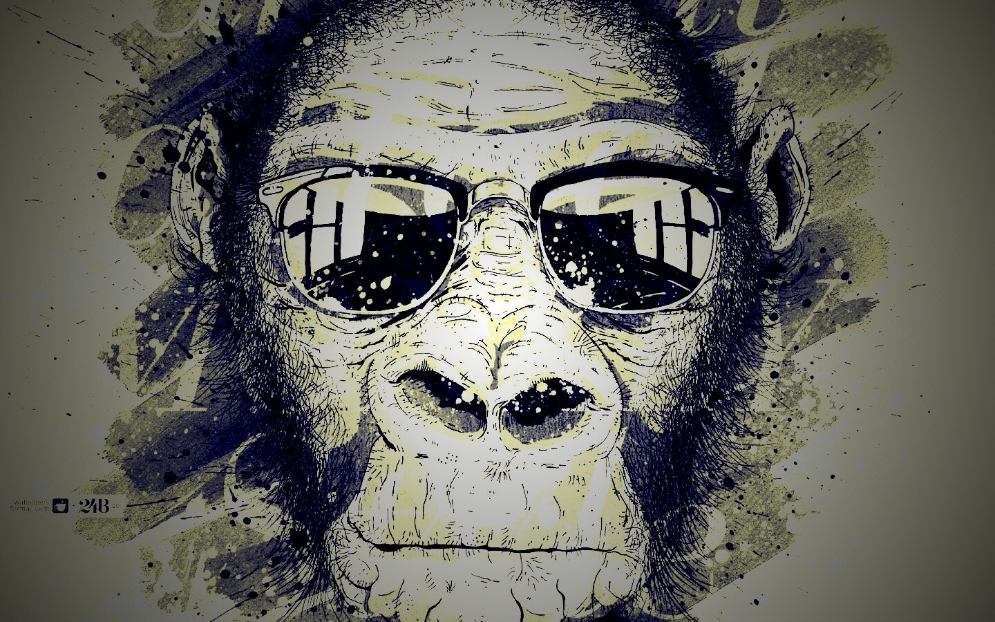 Макака в очках обои