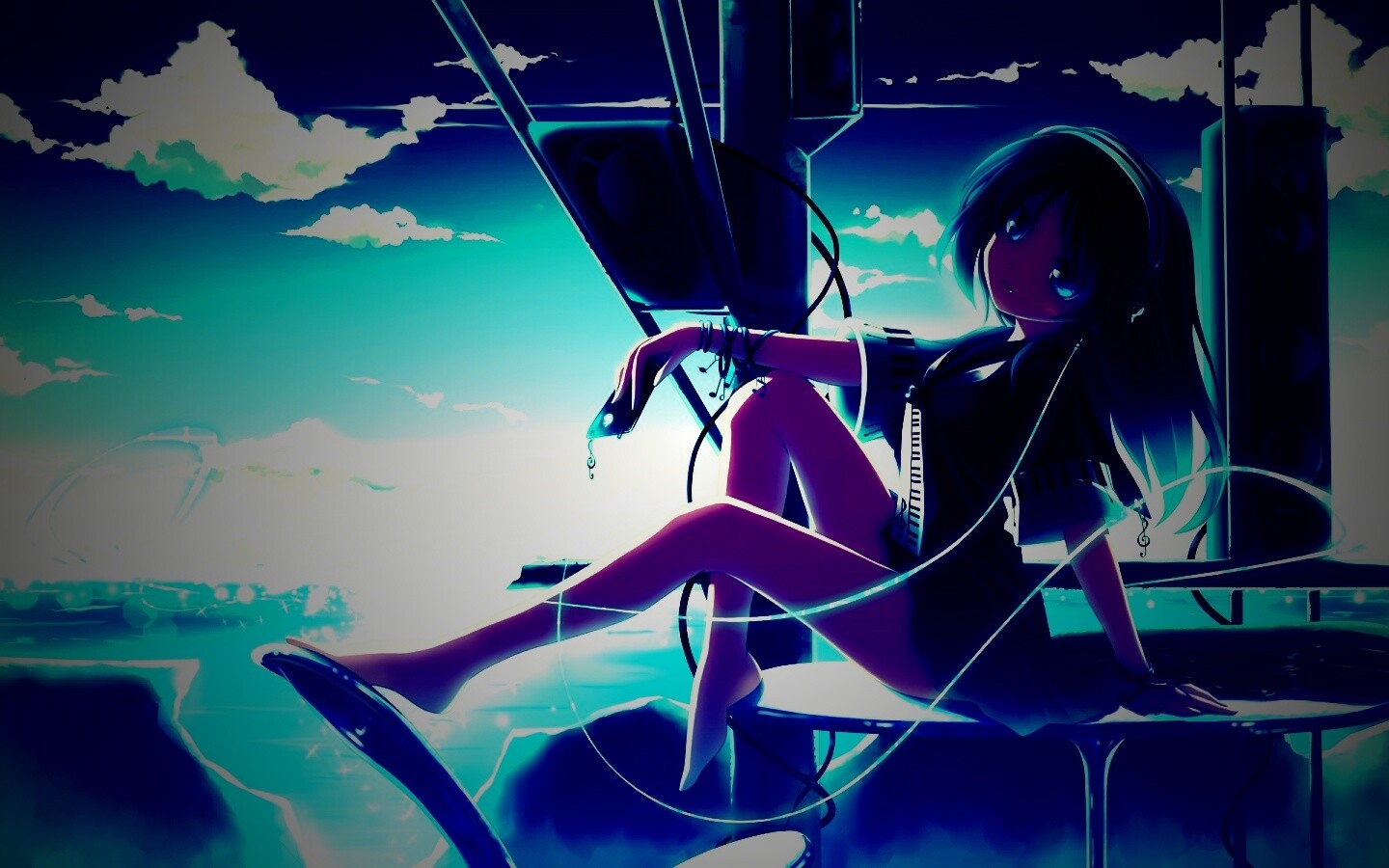 Девочка с плеером обои