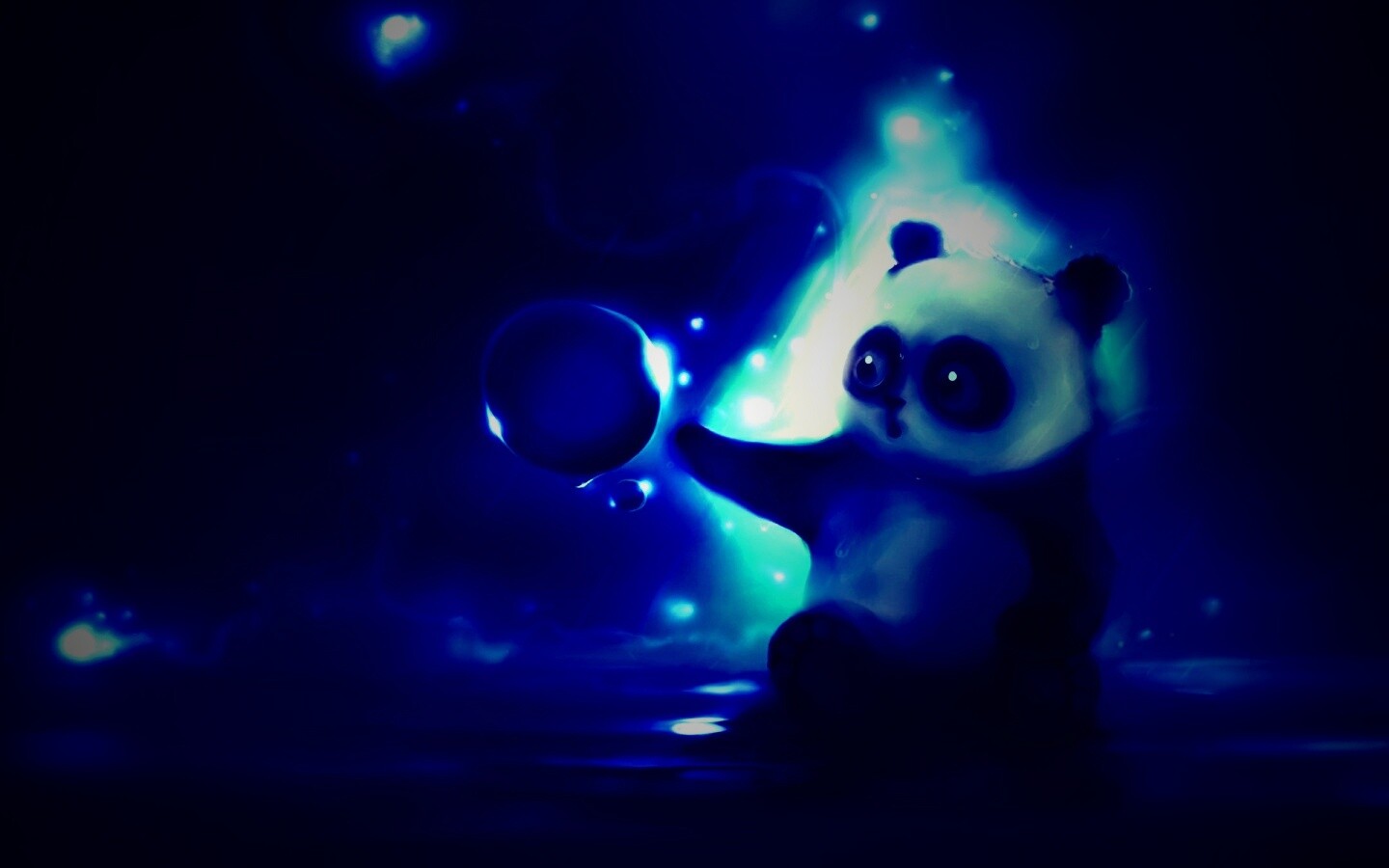 Панда и пузырек обои