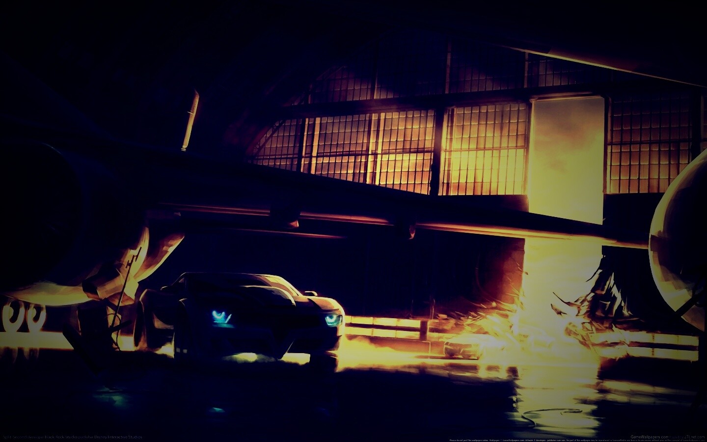 Машины въезжают в ангар обои