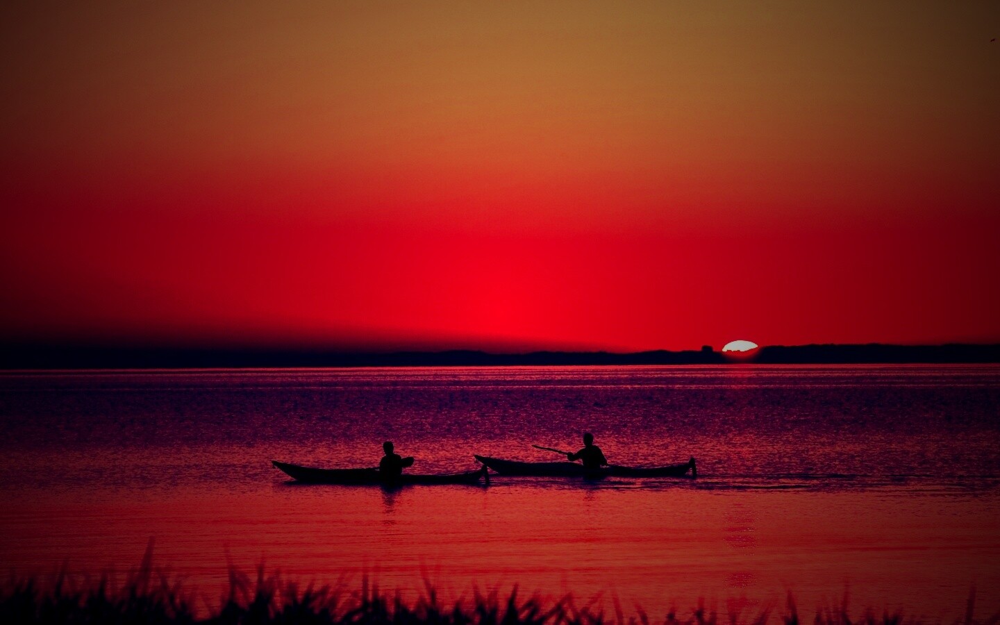 Рыбаки на лодках обои