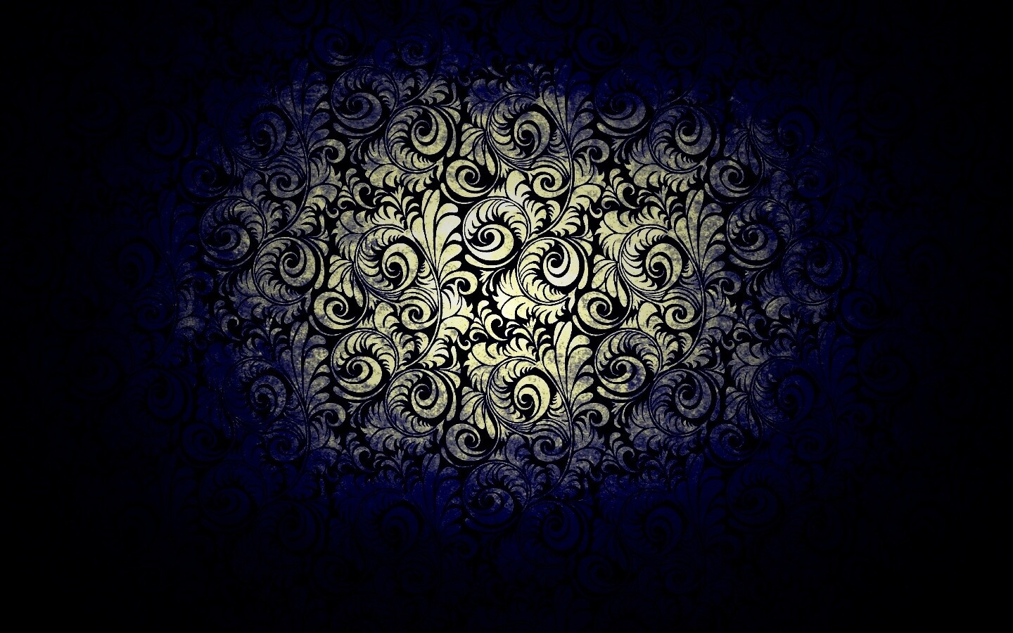 Черный фон с узорами и завитками обои