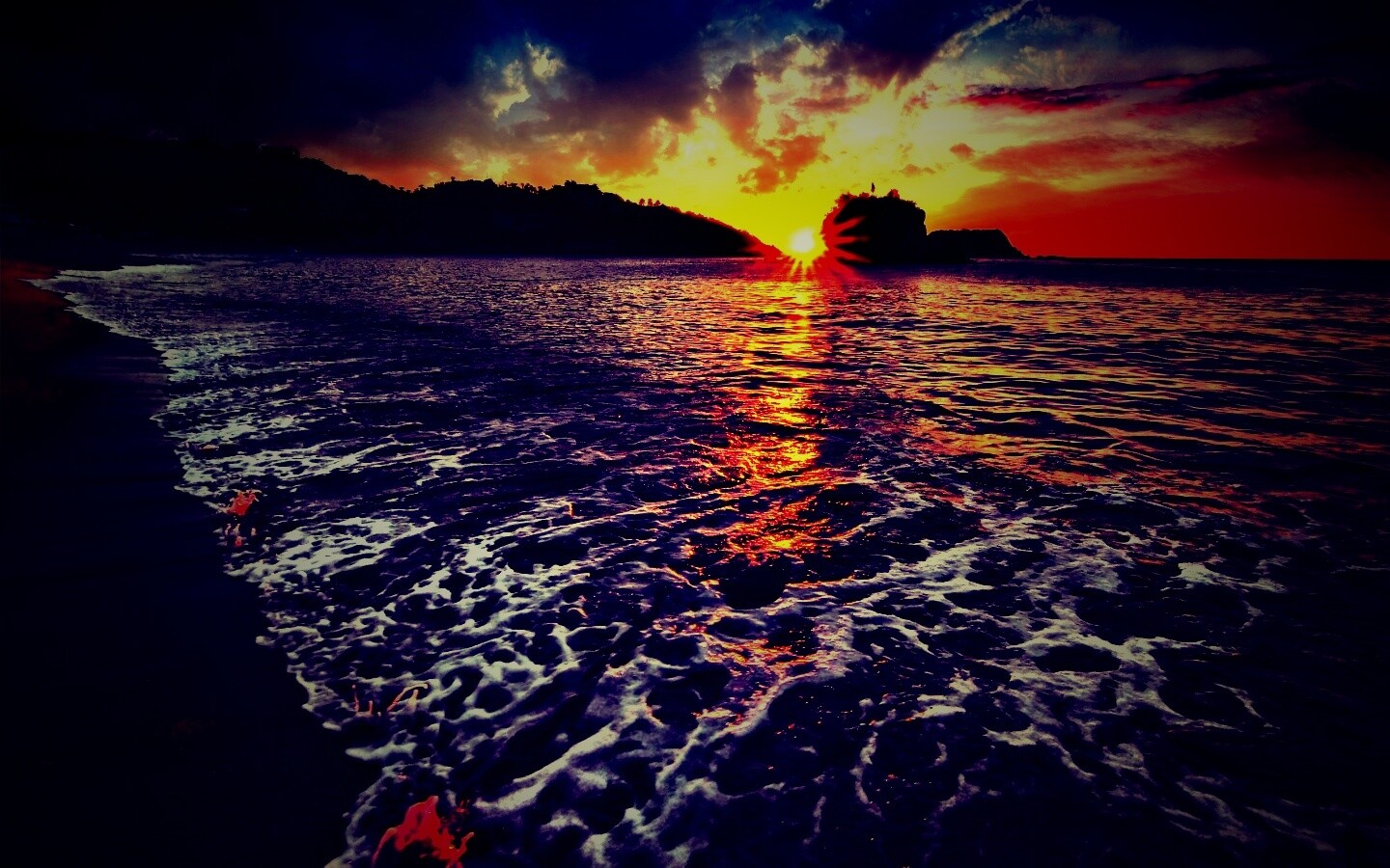 Закат в лагуне обои