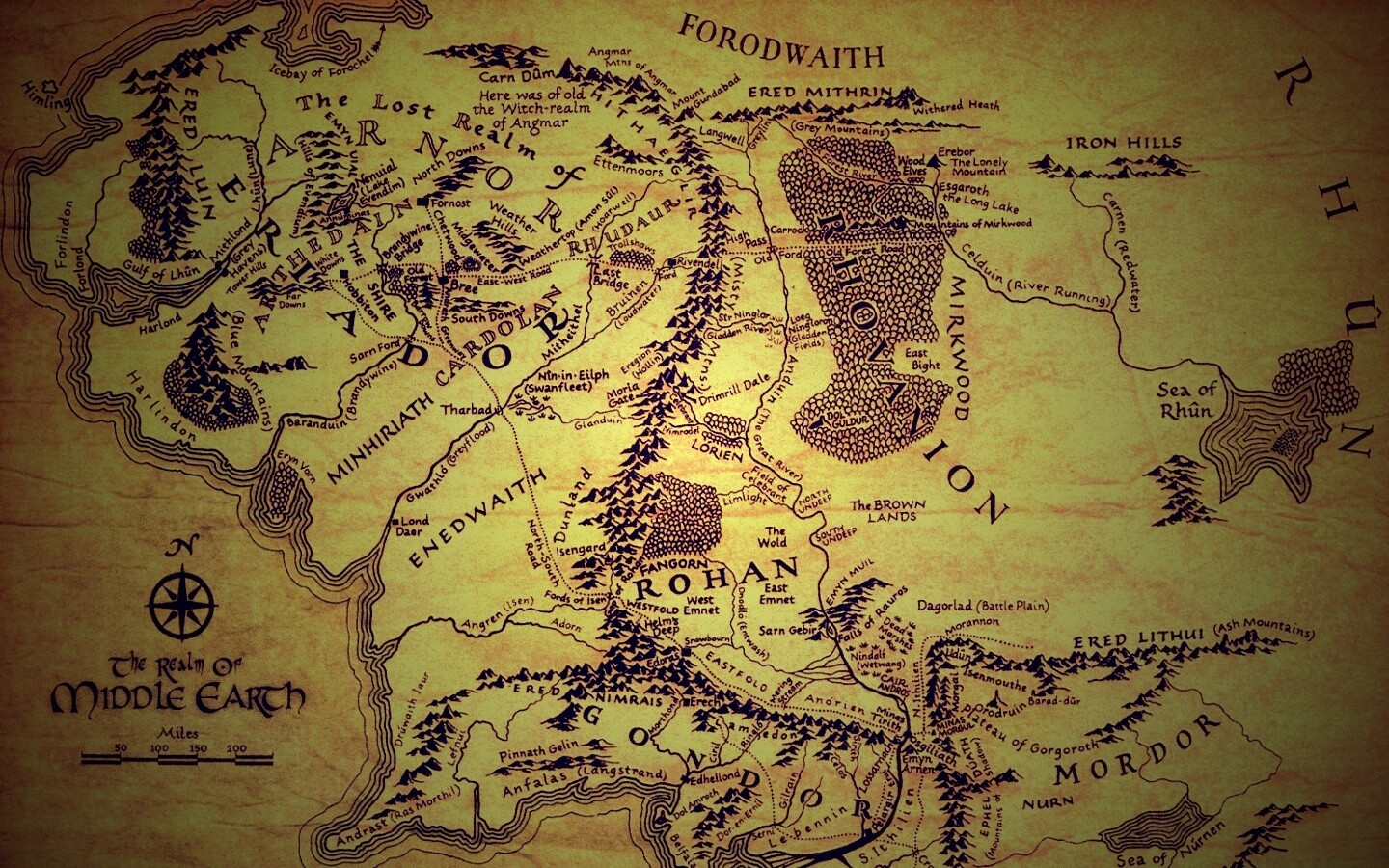 Карта Средиземья обои