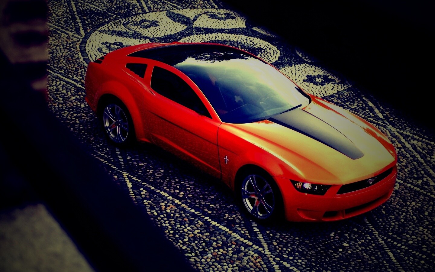 Оранжевый мустанг обои