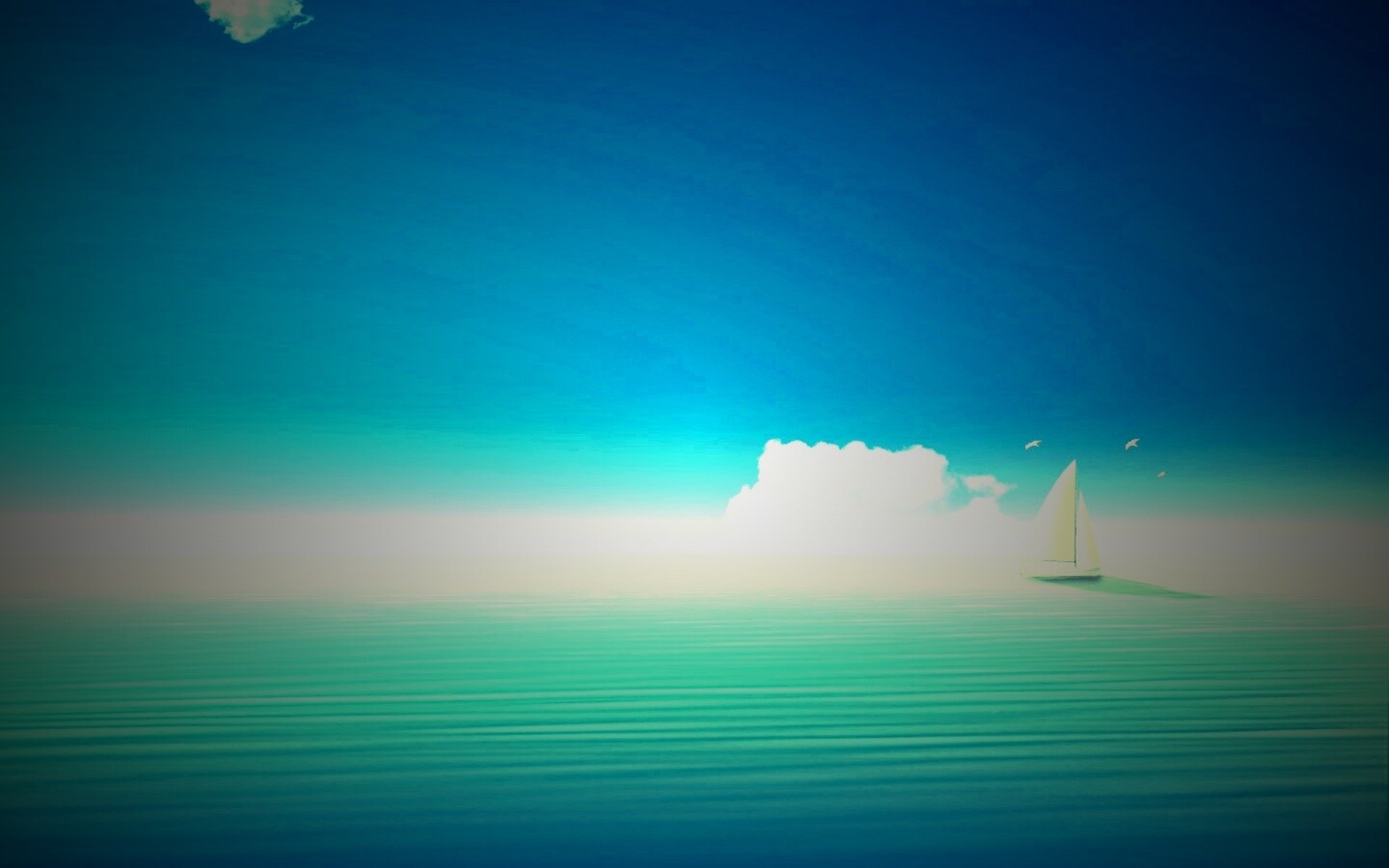 Голубые обои под хорошее настроение с парусником обои