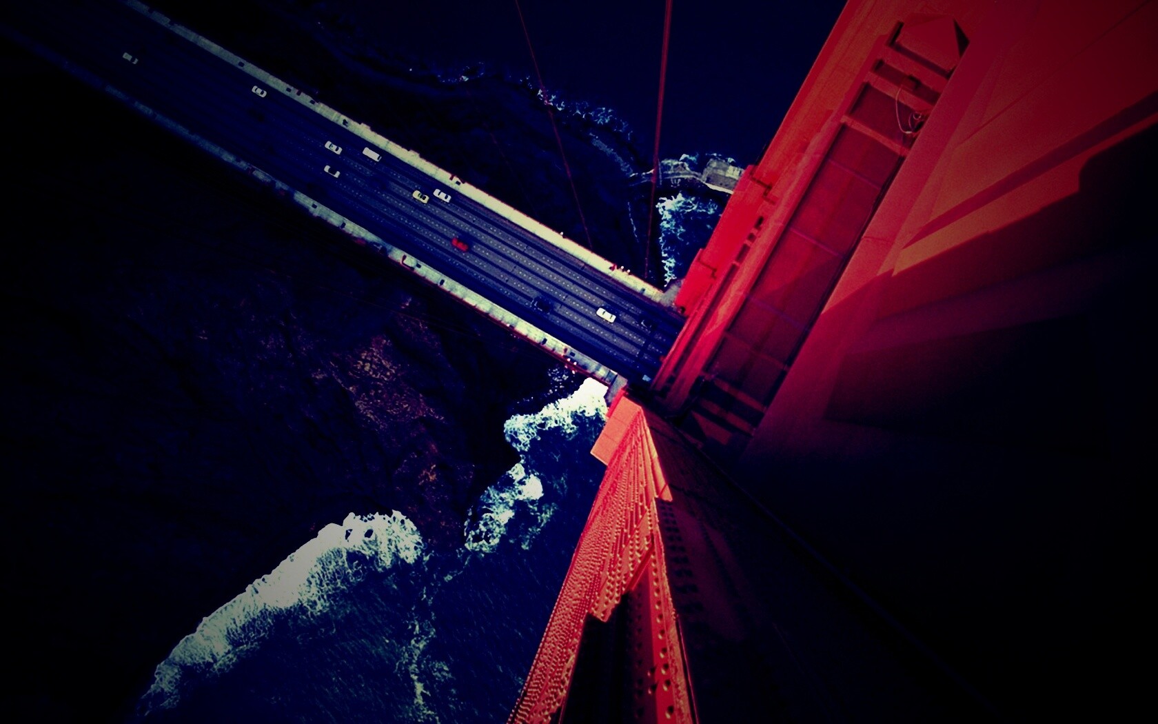 Вид в с пролета моста Золотые Ворота обои