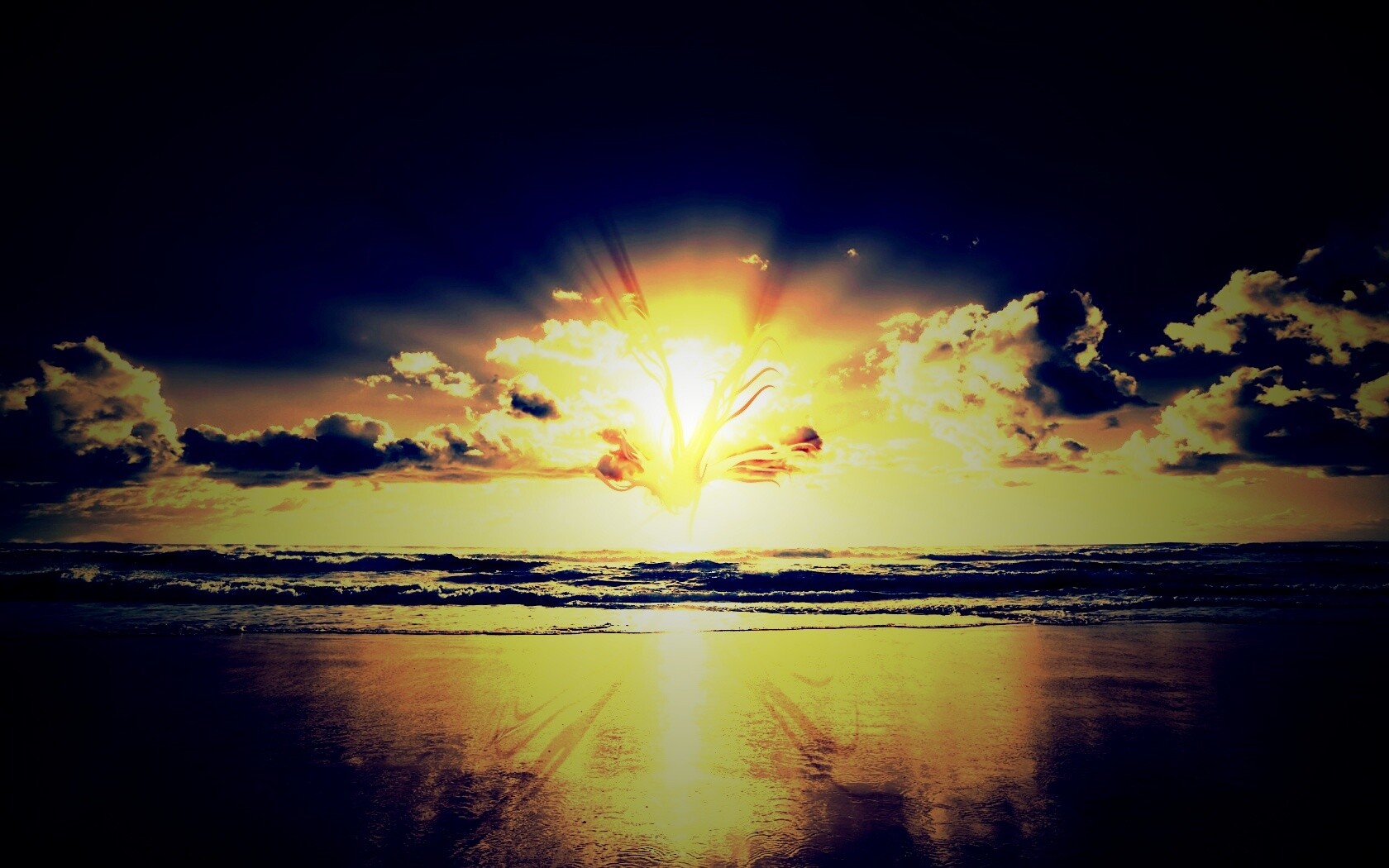 Абстрактные перья на фоне заката обои