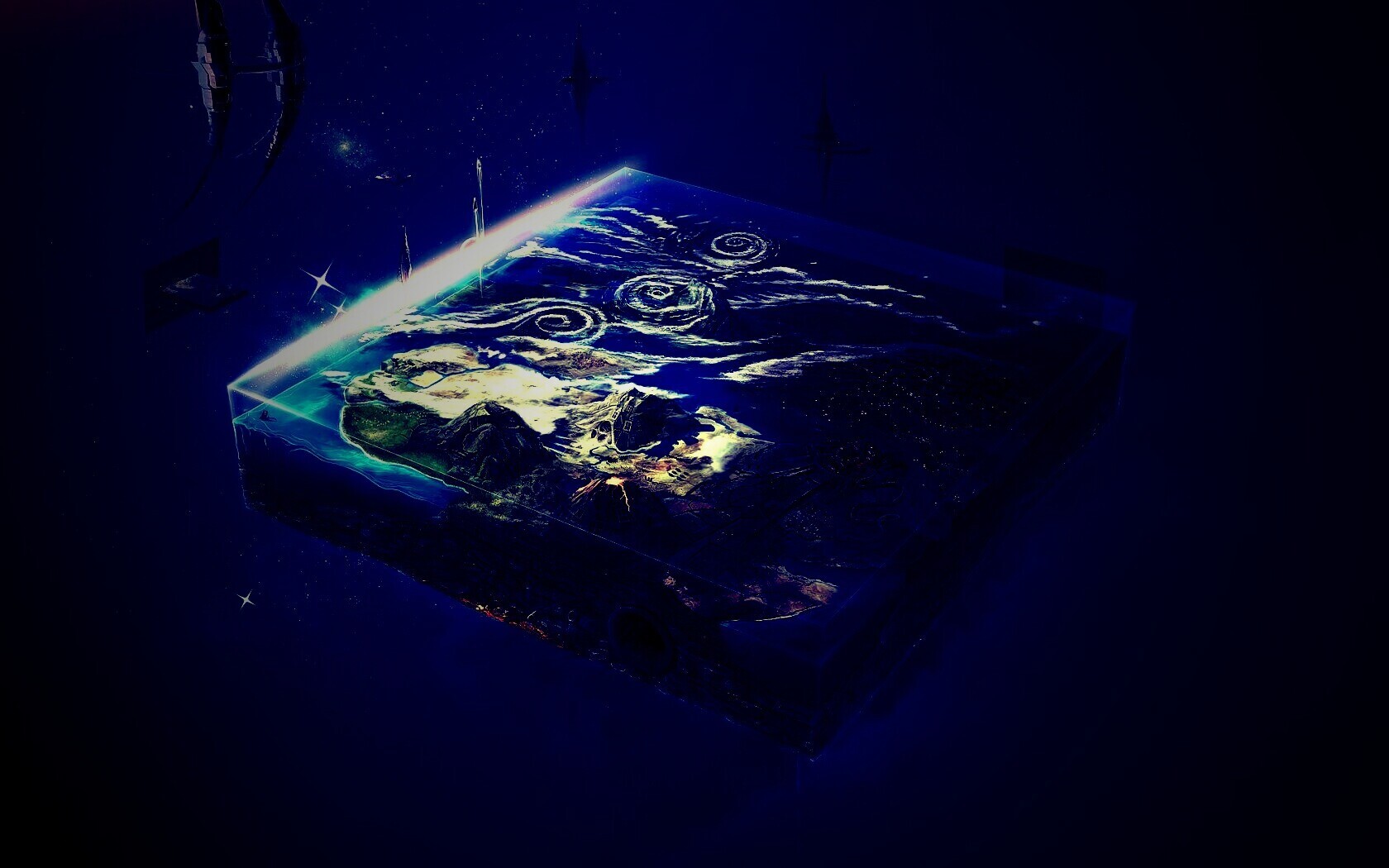 Кубическая земля в вакууме обои