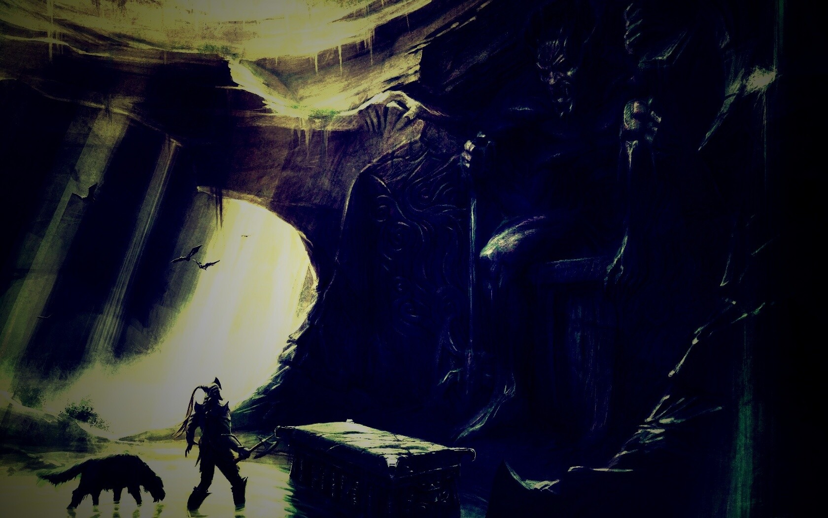 Довакин и Барбас в святилище Клавикуса Вайла обои