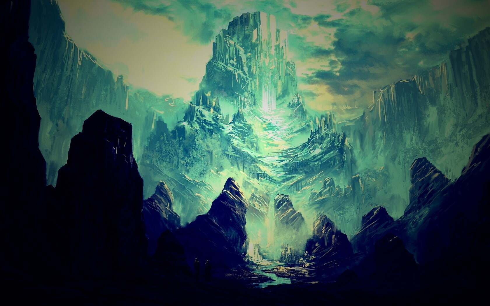 Город в горах обои