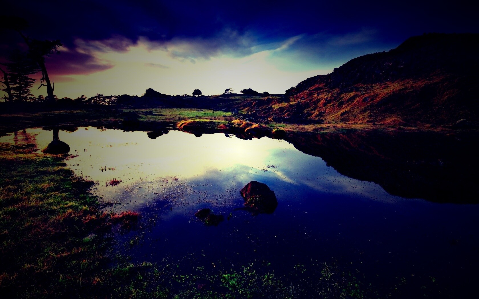 Затопленная долина в Новой Зеландии обои