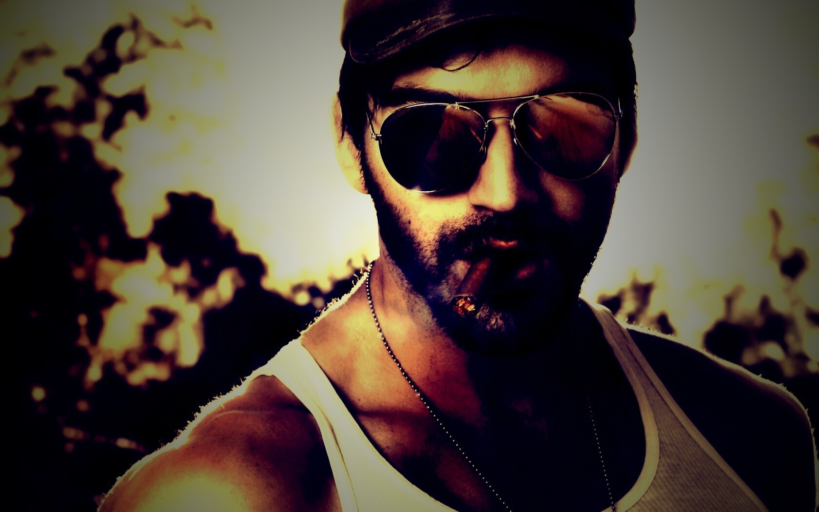 Суровый парень с сигарой обои