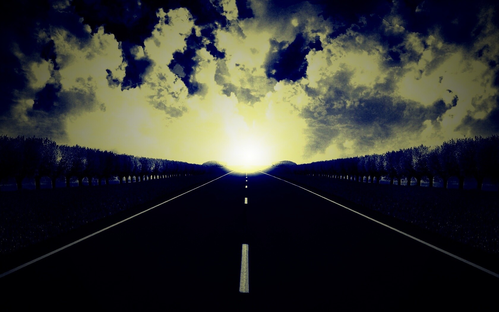 Дорога на закат обои