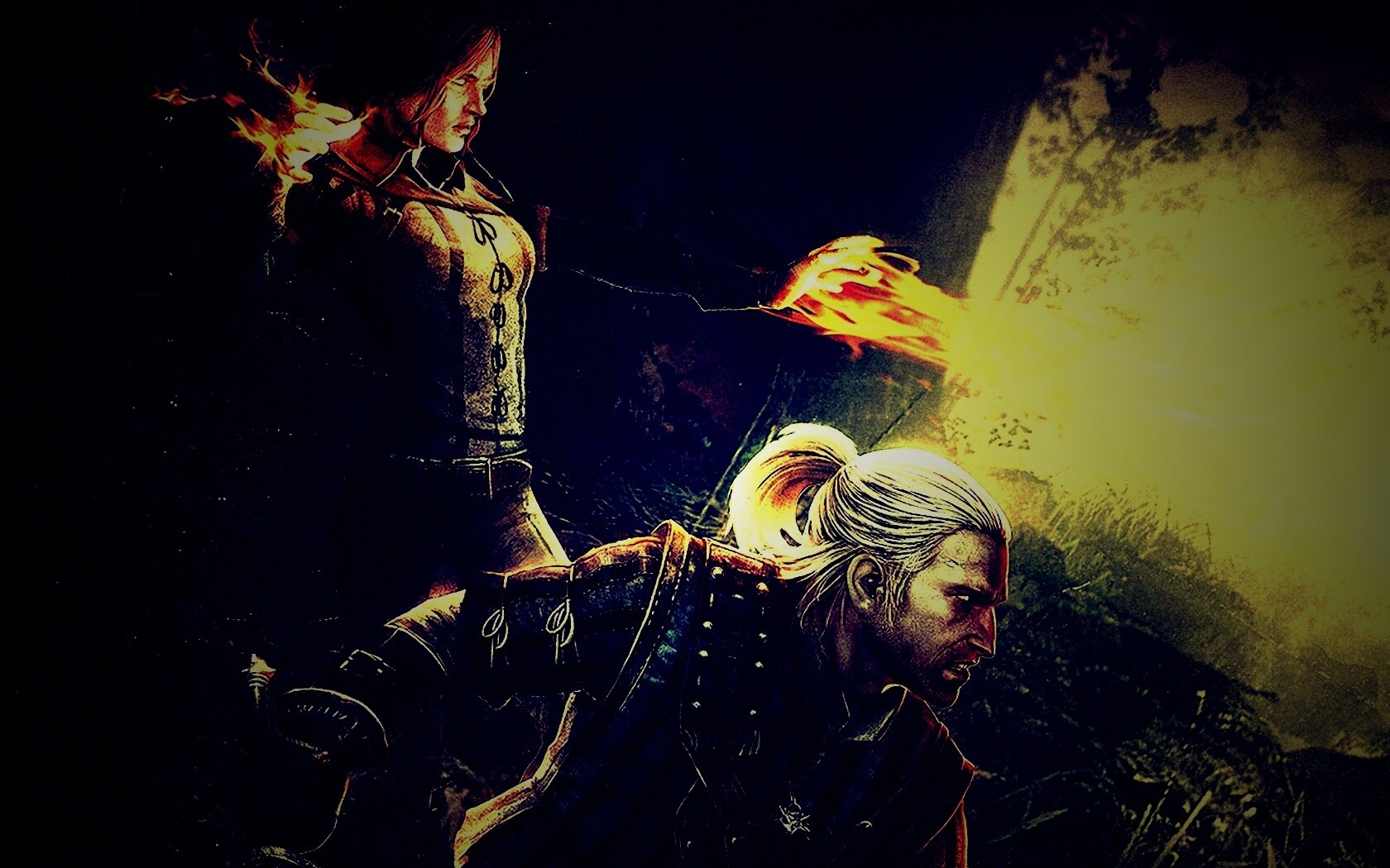 Геральт и Трисс в бою обои