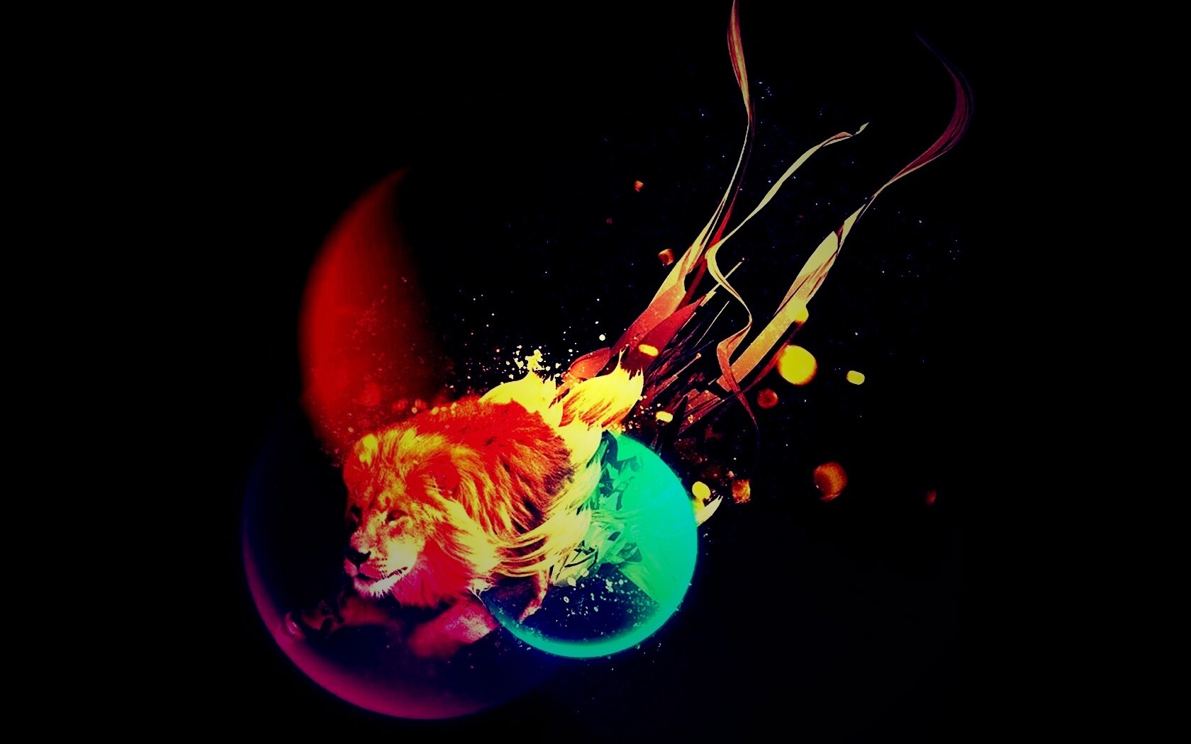 Лев в абстарктой фигне обои