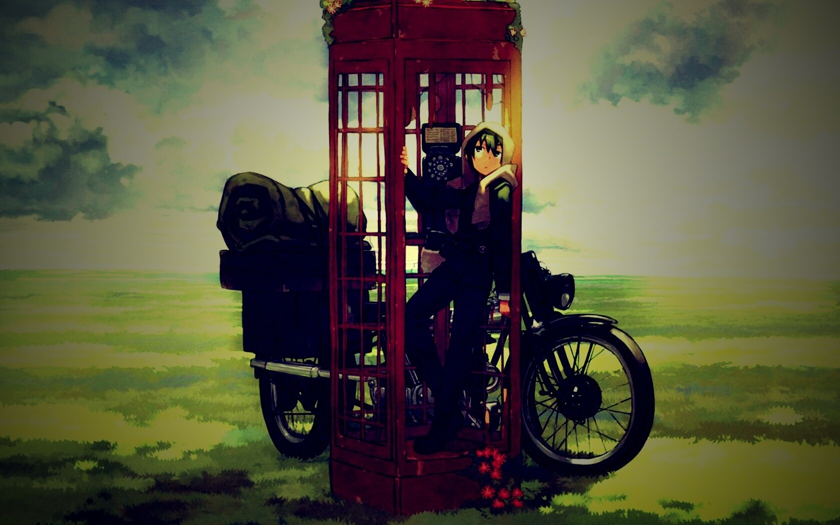 Парень в телефонной будке обои