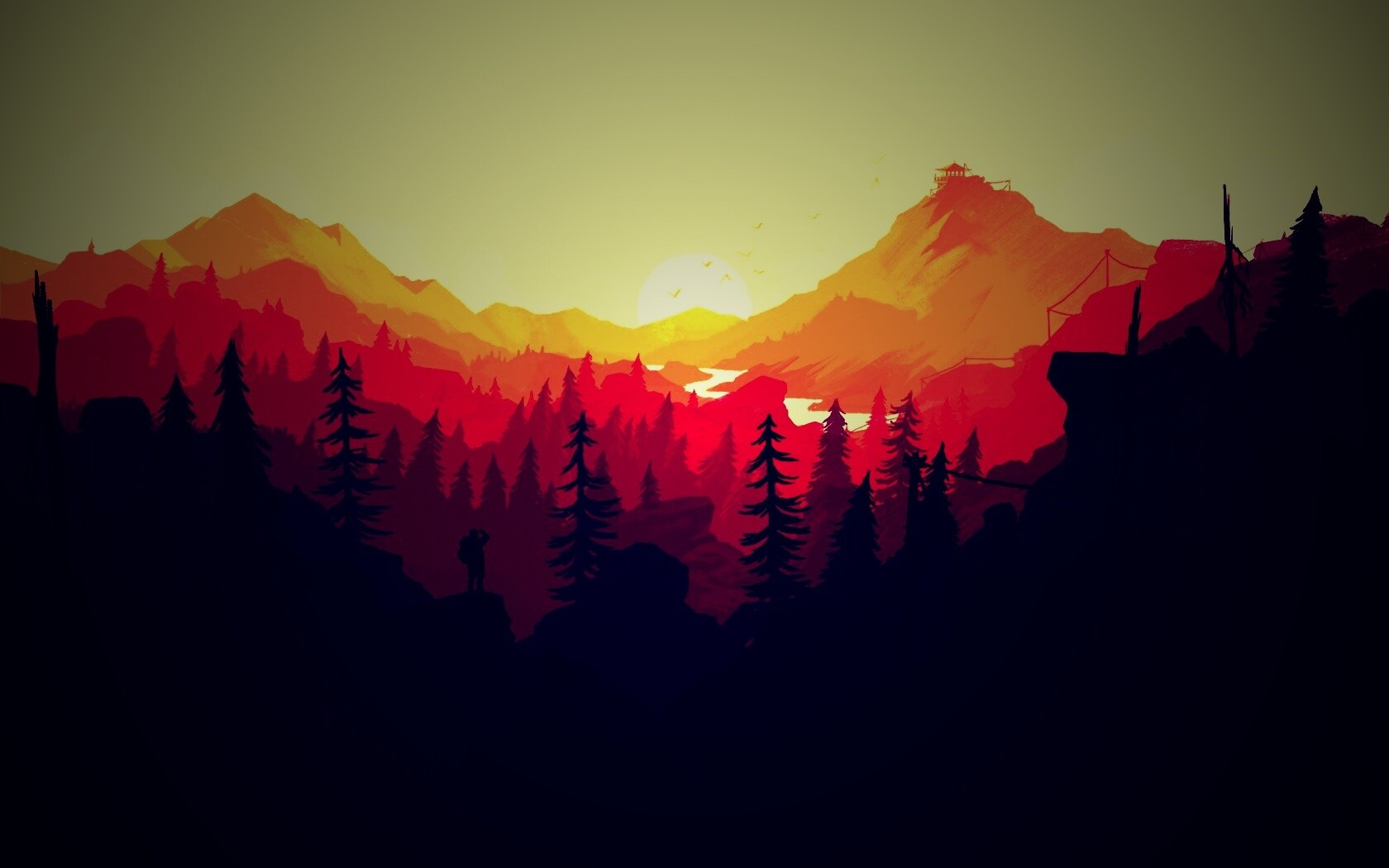 Красный Firewatch обои