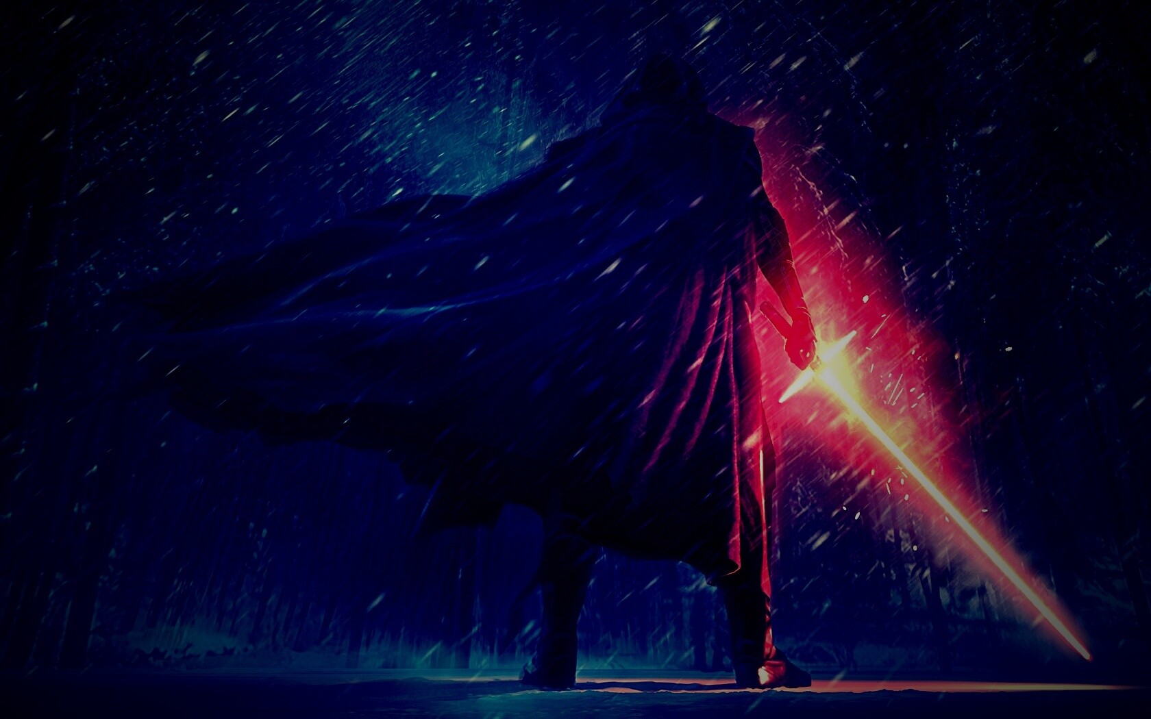 Кайло Рен в зимнем лесу обои