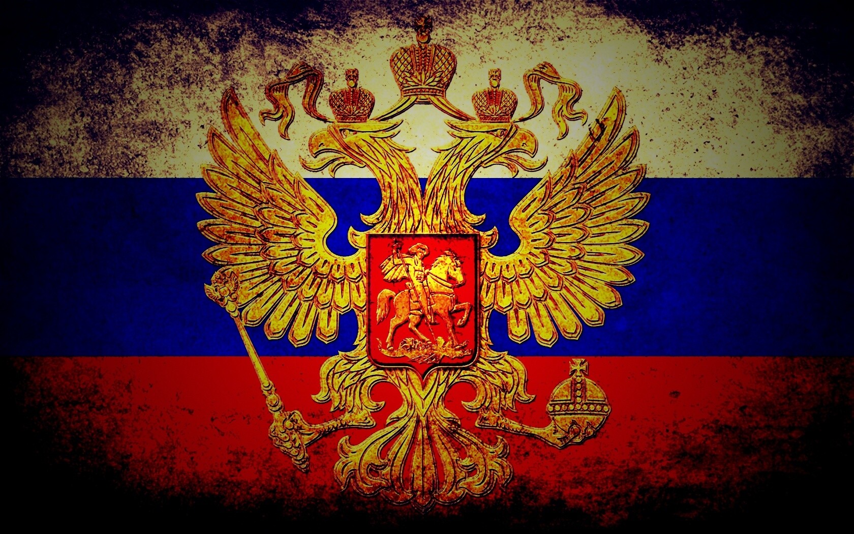 Флаг России в стиле гранж обои