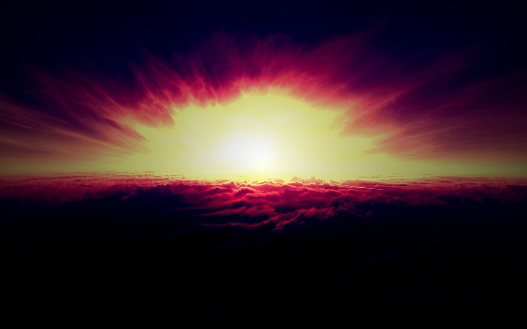 Закат над облаками обои