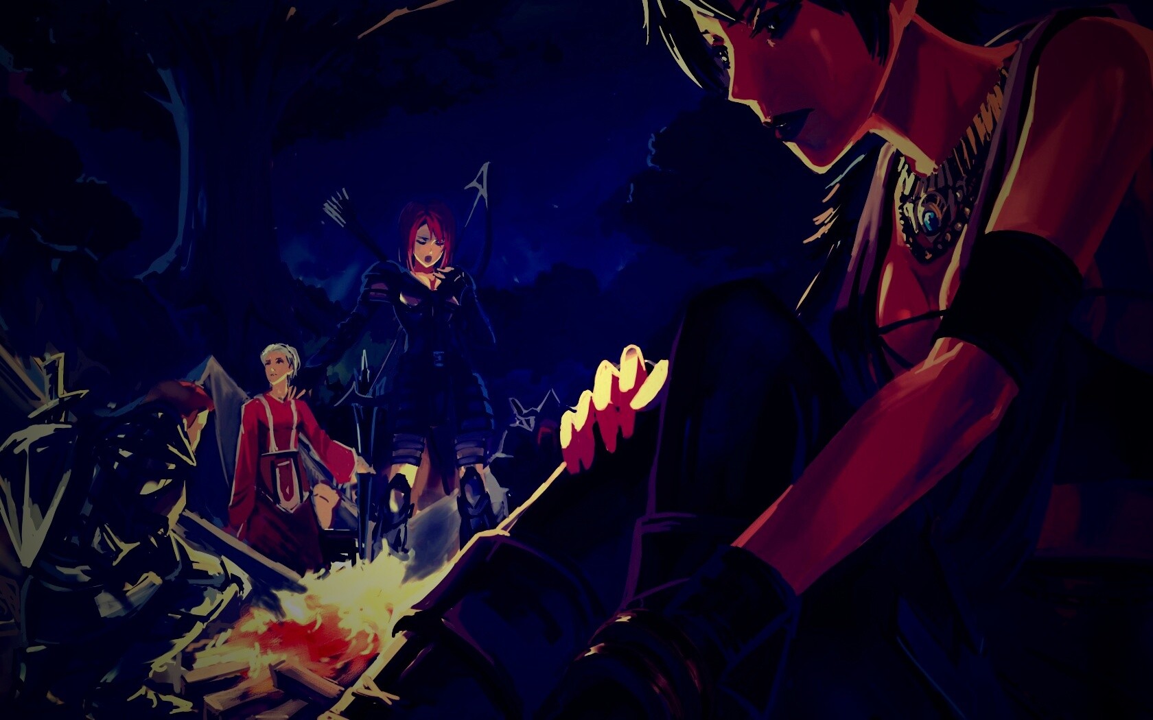 Рисунок Морриган в лагере обои