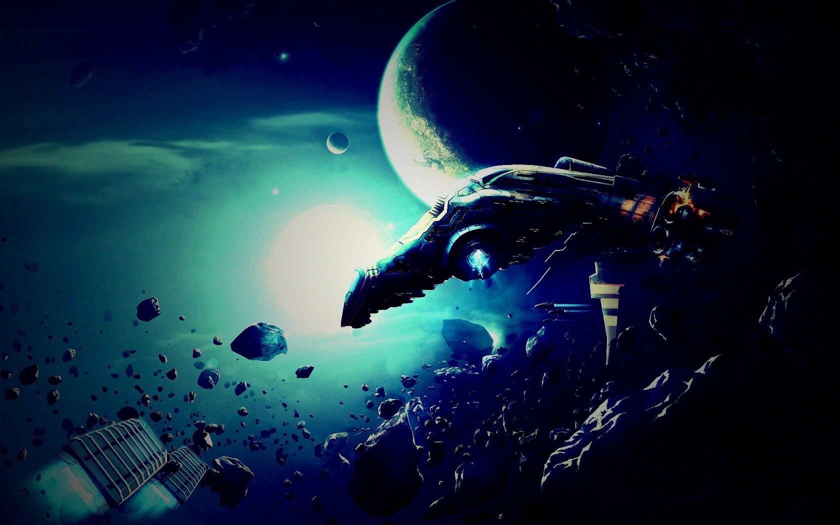 Полет в астероидах обои