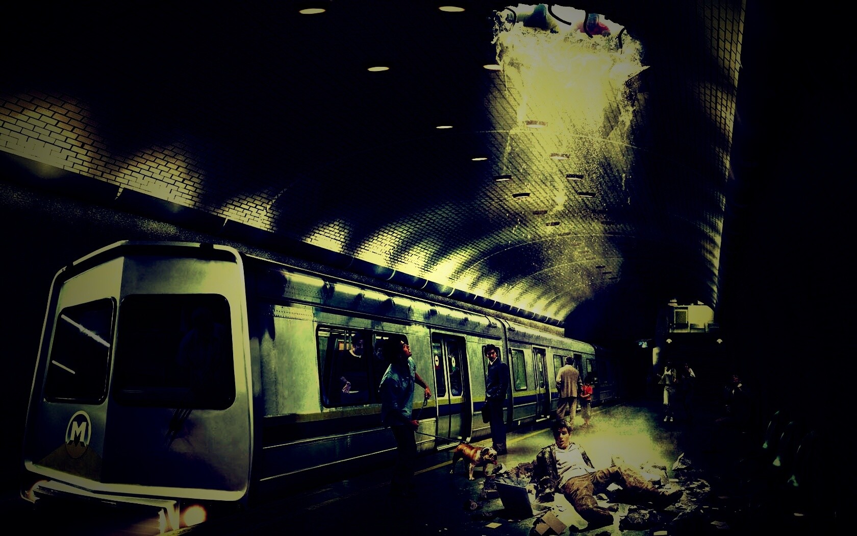 Провалившийся в метро обои