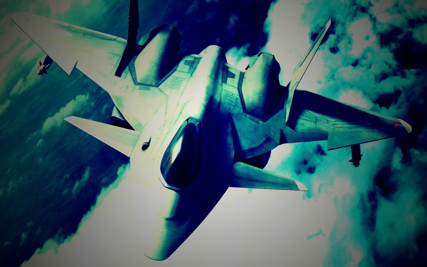 Нарисованный истребитель в полете обои